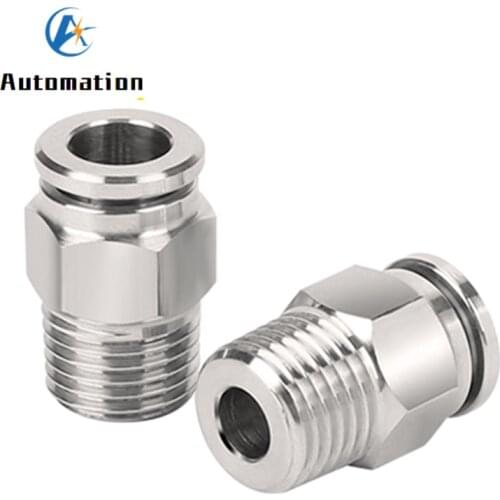 PC 304 Stainless Steel Male Thread Pneumatic Quick Coupling 1/8" 1/4" 3/8" 1/2" BSP External Thread 4MM-16MM Hose Connector