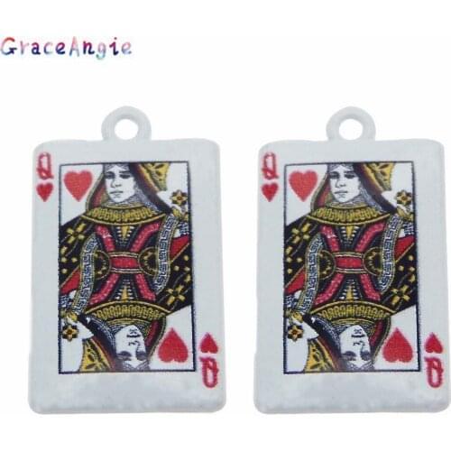 5pcs/pack 26*15mm Poker Card Pendant mixed zinc alloy pendant jewelry accessories Romantic Style Charms Pendant Creative Design