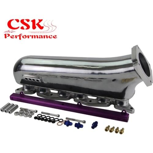 For Supra 1JZ 1JZGTE polished Intake Manifold + top feed fuel rail purple