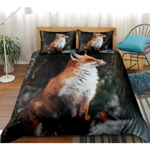 Fox Bedding Set 3D Print Duvet Cover Wild Animal Home Textiles Tribal Bedspread Floral Bed Cover Dropship 3-piece