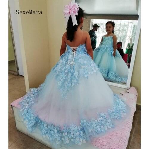 New Puffy Girls Dresses Princess Birthday Party Dress Tiered Fluffy Tulle Girls Pageant Gown Photogragh Special Occasion