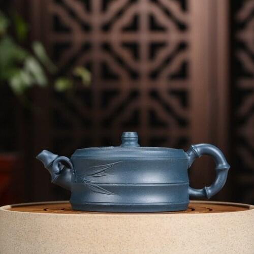 Rhyme Sea Purple Sand Pot Hand-made Inside Wall Seal Cap Teapot Azure Mud Bamboo Section Pot New Products on the Market