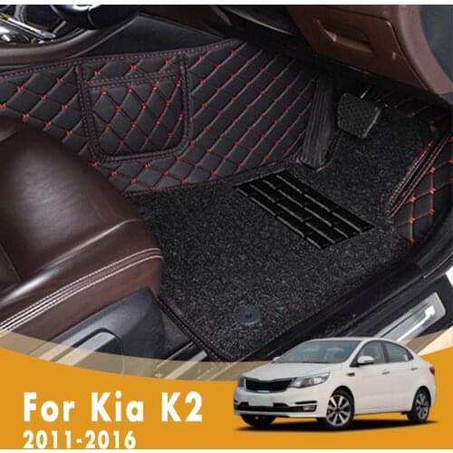 RHD Luxury Double Layer Wire Loop Car Floor Mats For Kia K2 2016 2015 2014 2013 2012 2011 Carpet Auto Interior Accessories Cover