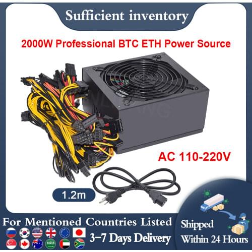 ATX Pc PFC 2000W 110-220v Power Supply 8 Graphics Card Ethereum ETH BTC Mining Antminer Psu
