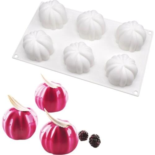 6 Cavity Pumpkin Silicone 3D Cake Molds For Baking Mousse DIY Pastry Decorating Tools Dessert Chocolate Mould