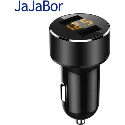 JaJaBor 3.6A Fast Charging Dual USB Car Charger With LED Display Universal for Mobile Phone Charger Aluminum Alloy + ABS