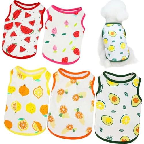 Summer Pet Dog Vest Cute Fruit Print Dogs Shirt Puppy Tshirt for Pomeranian Teddy Small Dogs Costume Pet Clothing XS-2XL
