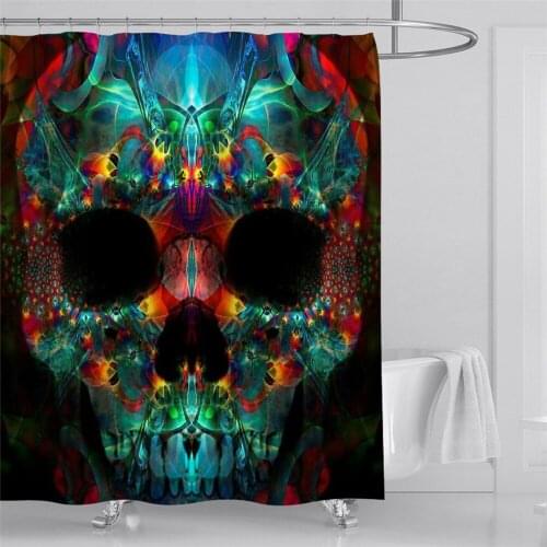 3D Digital Printing Colored Skull Head Pattern Shower Curtain In The Bathroom High Quality Polyester Waterproof Shower Curtains
