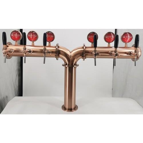 Y shape bronze beer tower with 6 bronze taps