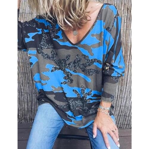 2020 Women Shirts Plus Size Long Sleeve Autumn Blouse Fashion V-neck Print Elegant Shirt Loose Streetwear Tops Blusa 5XL