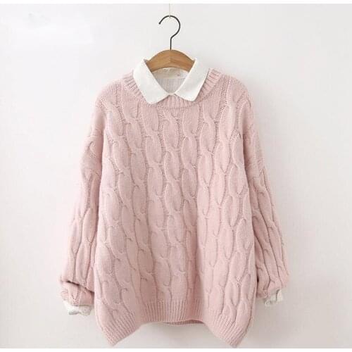 URIFENS Pull Femme 2021 Autumn Winter Women Sweaters And Pullovers Korean Twist Cute Knitted Sweater Loose Jumper LMY113U
