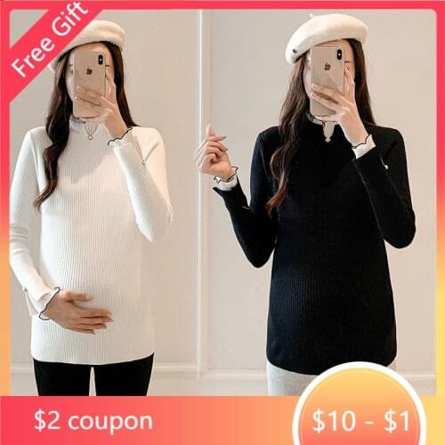 087# Autumn Thick Warm Knitted Maternity Nursing Bottoming Shirts Winter Feeding Shirt Clothes for Pregnant Women Pregnancy Tops