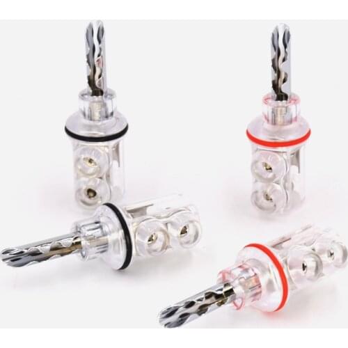 1Set 4mm Rhodium plated BFA banana Transparent Cover Audio Banana Plug speaker cable