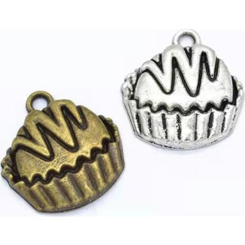 10pcs/lot 20x19mm Zinc Alloy Charm Antique Silver/Antique Bronze Alloy Cake DIY Charms Pendants