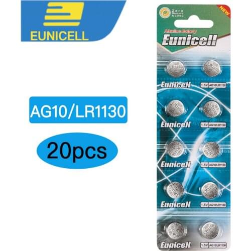 20Pcs AG10 G10A SR1130 LR1130 390A D189 LR54 Alkaline Battery Button Cell Coin Promotion