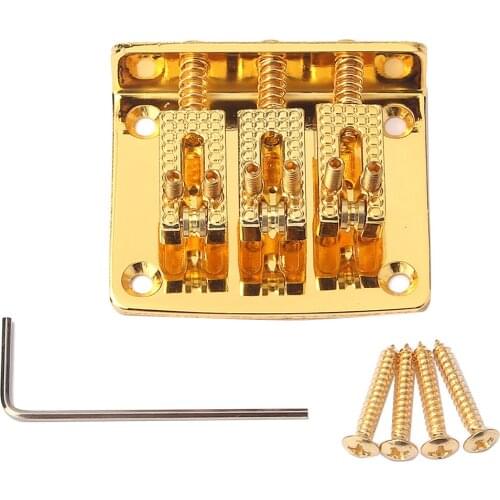 3-string Hard-tail Saddle Bridge for Cigar Box Guitars, Golden