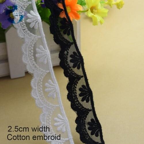 5yards 2.5cm Cotton embroid lace sewing ribbon guipure lace african lace fabric trim warp knitting DIY Garment Accessories#1770