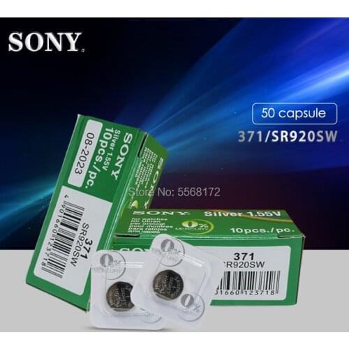 50pcs FOR SONY AG6 LR920 371 L921 Button Batteries SR927 171 1.55V 371A CX69 LR920W For Watch Toys Remote Single grain packing