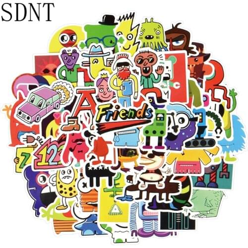 50 PCS Graffiti Stickers for Kids Little Monster Robot Funny Cute Stickers Anime Decals Car Skateboard Guitar Laptop Stickers