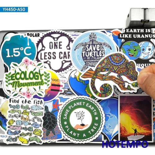 50pcs Love Earth Style Stickers Education Green Ecological Save Animals for Kids DIY Mobile Phone Laptop Suitcase Decal Stickers