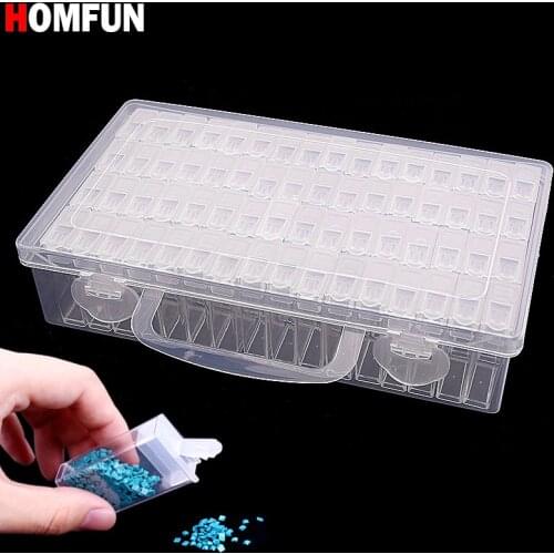 HOMFUN Diamond embroidery diamond painting tool! 64 lattice, transparent plastic storage box, 64 Grid jewelry Drill Storage Box