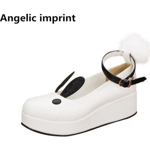 Angelic imprint woman mori girl lolita cosplay shoes lady mid heels wedges pumps women princess dress party shoes lovely balls