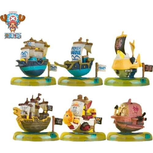 Anime ONE PIECE Blind Box Q Version 6 Style Pirate Ship Car Ornaments PVC Action Figure Model Collect Toys and Gifts