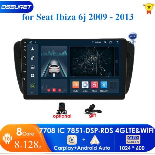 Android 10 4G 64G Car Radio Multimidia Video Player GPS For Seat Ibiza 6j 2009-2013 Navigation no 2din dvd with frame cam-in usb