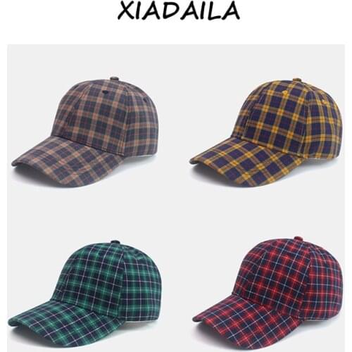 Color Plaid Mens Baseball Cap Unisex Snapback Bones Cap male Gorras Hombre Cotton Dad Hat Casquette Casual Womens baseball Cap