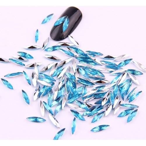 About 100pcs/lot 3x11mm 3D Shiny Mix Color Acrylic Horse Eye Point Back Rhinestone For Nail Art Decorations