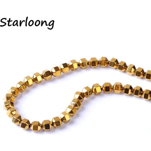 1pack/lot 4.5*4mm Natural stone bright gold color loose spacer hematite beads for DIY jewelry necklace bracelet making