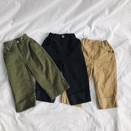 2 3 4 5 6 Years Toddler Boy Pants Korean Casual Cuffs Spring Autumn Trousers for Girls Elastic Waist Cotton Kids Pants New