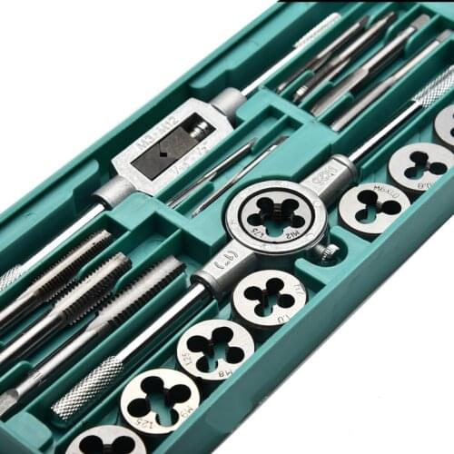 Efficient Metric tap die set/fine thread/alloy steel/tapping grip hardware tools 12pcs& 20pcs Multi-size