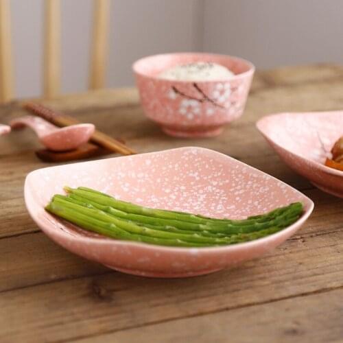 Elegant Japanese and Korean style square ceramic plate Snow glaze ceramic rice dish and wind tableware household hotel plate