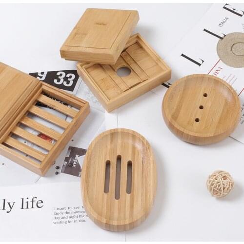 HOT Wooden Soap Dishes Bamboo Soap Tray Holder Soap Rack Plate Box Container Portable for Home Bathroom NDS