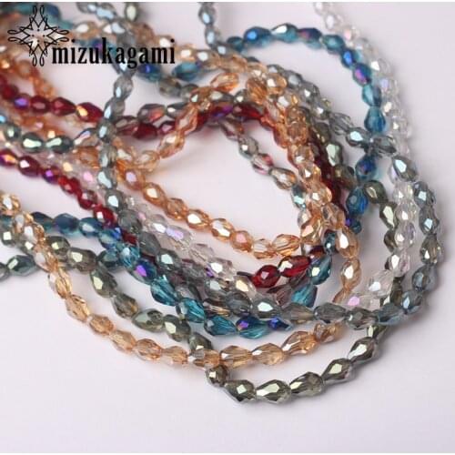 Water Drop Glass Crystal Beads Teardrop Austrian Loose Beads 68pcs/pack 5*7mm For DIY Necklace Earrings Bracelet Accessories