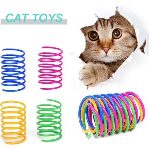 Colorful Interactive Spring Cat Toys Creative Plastic Flexible Pets Toy Funny Playful Cat Coil Toy Training Tool Kitten Supplies