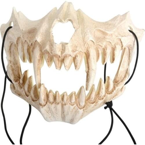 Japanese Anime Dragon God Tiger Skeleton Half Face Mask Halloween Animal Cosplay Mask Carnival Theme Party Props Fierce Mask New