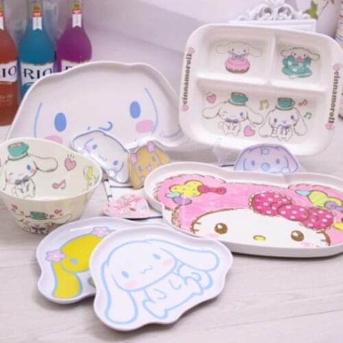 Children Fruit Plate Dessert Salad Bowl Melamine Cartoon Dog With Big Ears Tableware Serving Dishes Cake Tray Kitchen Accessorie