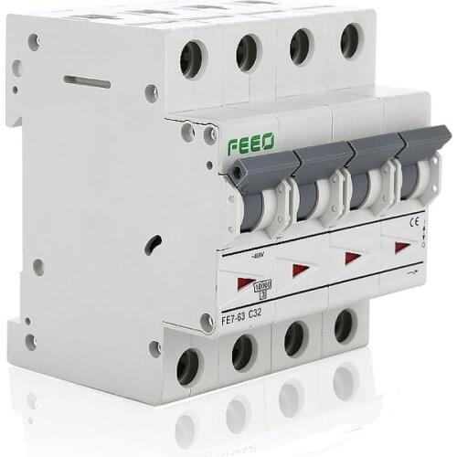 4P AC MCB C type 400V Mini Circuit breaker 6A 10A 16A 20A 25A 32A 40A 50A 63A MCB Miniature AC Circuit Breaker