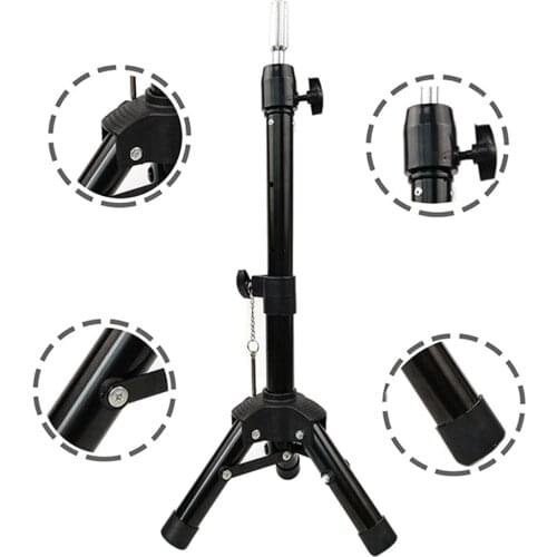 Mini Hairdressing Head Tripod, Adjustable Mannequin Head Stand, False Wig Holder