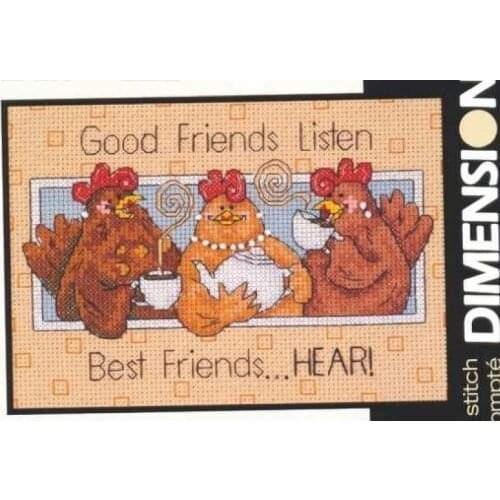 MM Top Quality Lovely Counted Cross Stitch Kit Good Friends Listen Best Friends Hear DIM 65079