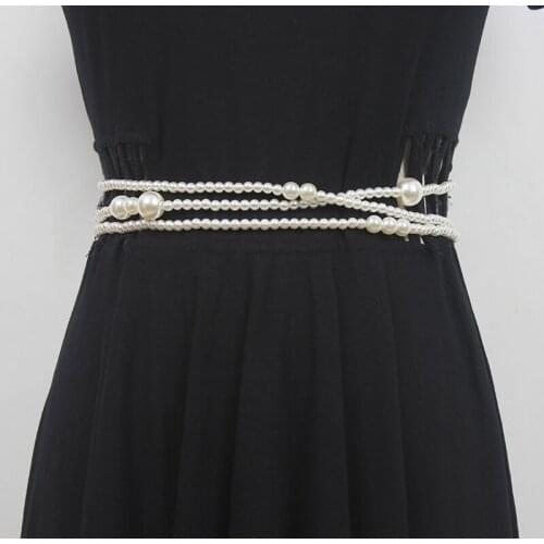 Fashion Long Pearl Waist Chain Adjustable Women Irregular Pearl Waist Belt Summer Beach Dress Waistband Female Crystal Strap New