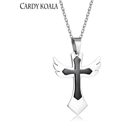 2019 Fashion Mens Pendant High Quality Stainless Steel Necklace Cross Pattern Necklace Pendant