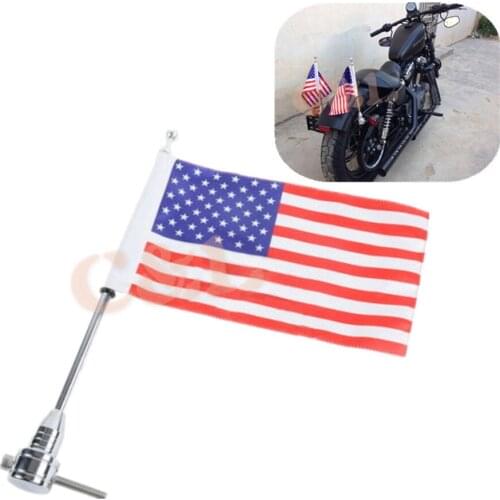 Motocycle Aluminum Rear Side Mount Luggage Rack Vertical Flag Pole American For Harley Touring Road King Glide&flht Chrome