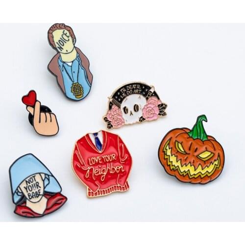 Cartoon Cute Halloween Brooches Ghost Mummy Cat Pumpkin Enamel Pin Custom Alloy Lapel Jewelry for Festival