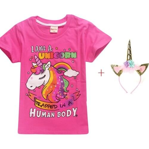 2019 New Summer Childrens T-Shirt unicorn cartoon T Shirt kids Girl tees Fashion happy birthday for girls boys unicornio clothes