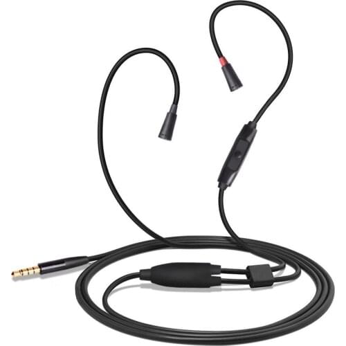 For ie8 ie80 ie80s Upgrade with mic Cables Metal Black Twist Earphone Cable HiFi Earphone Wire for iphone Samsung