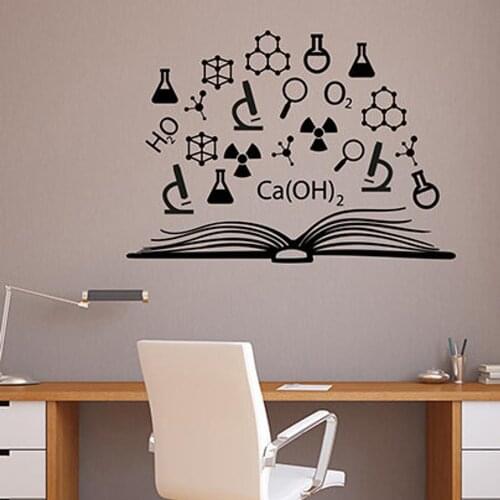 Book Education Wall Sticker Study Learn Knowledge Science Chemistry Sign Vinyl Wall Decal Home Laboratory School Decor B414