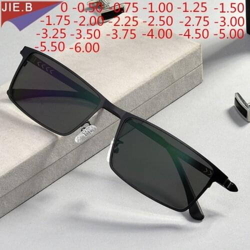 New Mens And Womens Ffashion Square Photochromic Myopia Optical Prescription Glasses 0 -0.5 -0.75 to -6.0